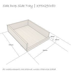 Oak Drop Side Tray 375x290x80 front view