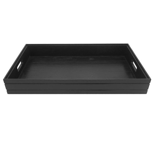 B1/1 Ribbed Black Oak Trolley Stacker Tray 635x398x80 side view B1/1 Ribbed Black Oak Trolley Stacker Tray 635x398x80 side view