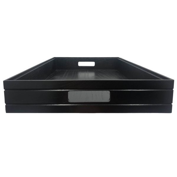 B1/1 Ribbed Black Oak Trolley Stacker Tray 636x396x80 end view B1/1 Ribbed Black Oak Trolley Stacker Tray 636x396x80 end view