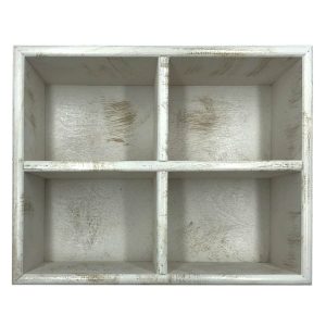 White Distressed Painted Ply Cutlery and Condiment Holder 260x207x110 plan view