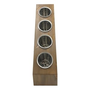 Rustic Brown 4-tier slanted cylindrical cutlery holder 520x160x505 with cutlery cylinders front view