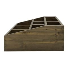 Rustic Brown Pine 3 tier 9 compartment cutlery & condiment holder side view