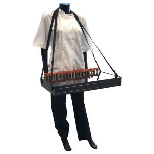 B1/1 Ribbed Black Oak Trolley Stacker Usherette Tray 636x398x80 on manequin