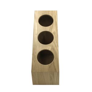 Oak 3-tier slanted cylindrical cutlery holder 390x160x420 front view
