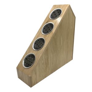 Oak 4-tier slanted cylindrical cutlery holder 520x160x505 with cutlery cylinders