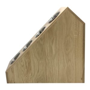 Oak 4-tier slanted cylindrical cutlery holder 520x160x505 with cutlery cylinders side view