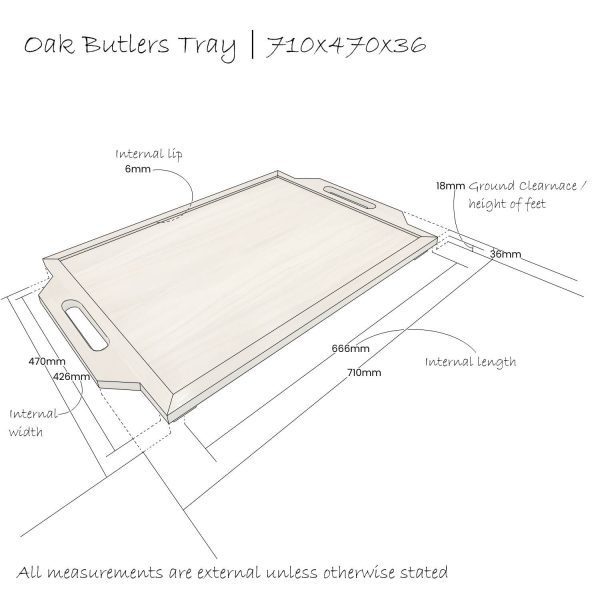 Oak Butlers Tray 710x470x36 Schematic Oak Butlers Tray 710x470x36 Schematic