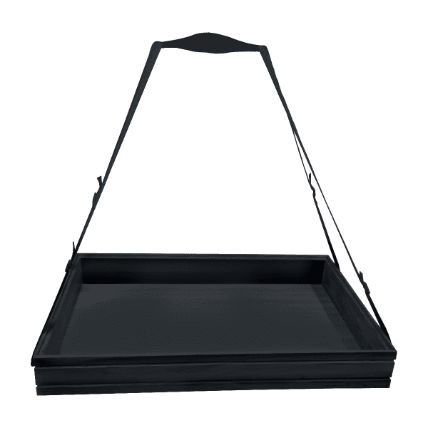 B1/1 Ribbed Black Oak Trolley Stacker Usherette Tray front view 636x398x80 B1/1 Ribbed Black Oak Trolley Stacker Usherette Tray front view 636x398x80