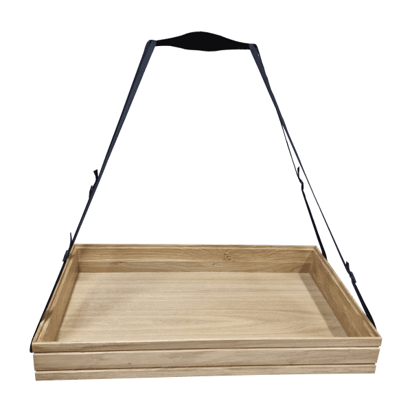 B1/1 Ribbed Natural Oak Trolley Stacker Usherette Tray front view 636x398x80 B1/1 Ribbed Natural Oak Trolley Stacker Usherette Tray front view 636x398x80