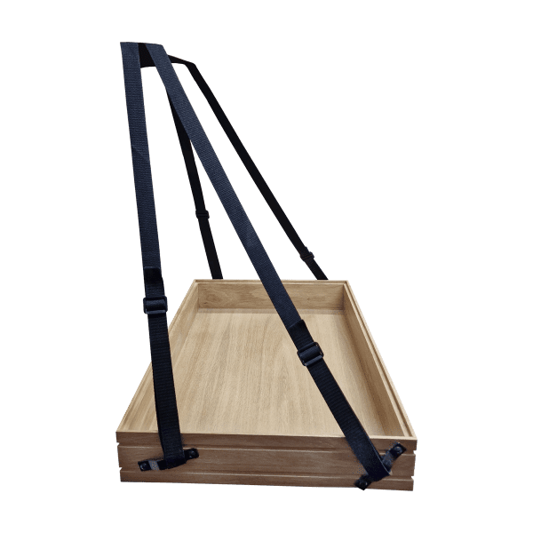 B1/1 Ribbed Natural Oak Trolley Stacker Usherette Tray side view 636x398x80 B1/1 Ribbed Natural Oak Trolley Stacker Usherette Tray side view 636x398x80