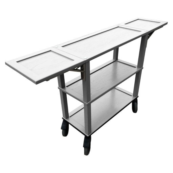 Gretton Grey Painted Oak Console Trolley 834/1460x343x855 drop leafs extended
