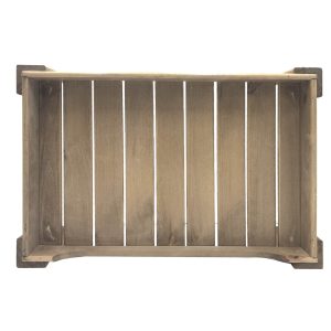 Rustic Brown Rustic Slatted Tray Riser with Curved Drop front 578x375x225 top view