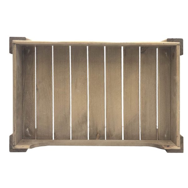Rustic Brown Rustic Slatted Tray Riser with Curved Drop front 578x375x225 top view Rustic Brown Rustic Slatted Tray Riser with Curved Drop front 578x375x225 top view