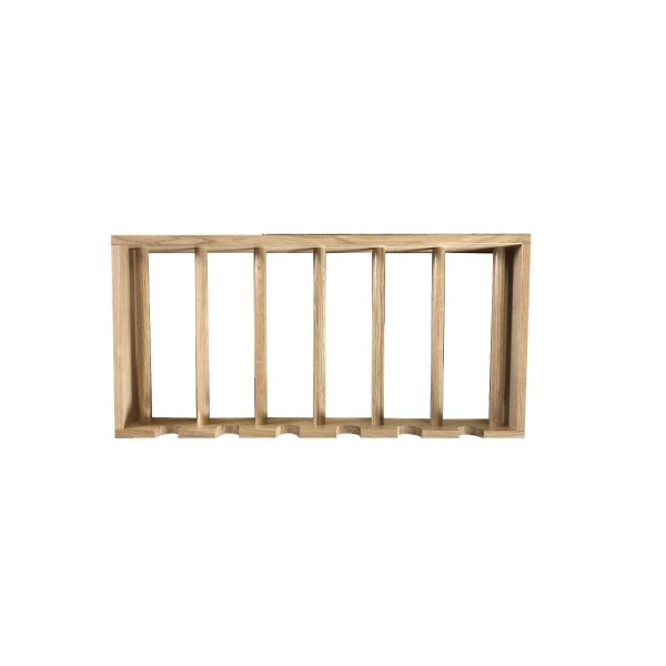 Oak 6x1 6 bottle wine rack 600x288x80 top view Oak 6x1 6 bottle wine rack 600x288x80 top view