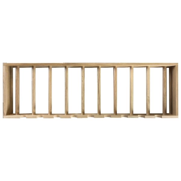 Oak 9x1 9 bottle wine rack 920x288x80 top view Oak 9x1 9 bottle wine rack 920x288x80 top view