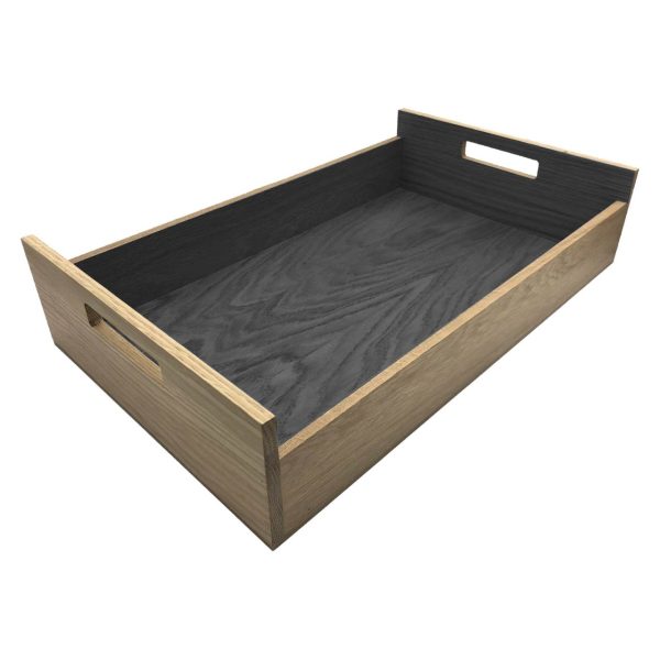 Amberley Grey Colour Burst Oak Tray with Integrated Raised Handle 580x360x128