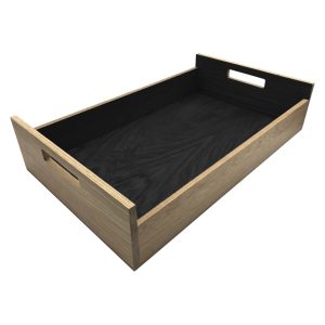 Black Colour Burst Oak Tray with Integrated Raised Handle 580x360x128