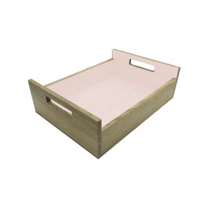 Cherington Pink Colour Burst Oak Tray with Integrated Raised Handle 425x310x128