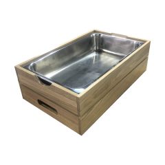 GN1/1 Gastronorm Oak Crate with integrated handle 560x353x175 with metal gastronorm