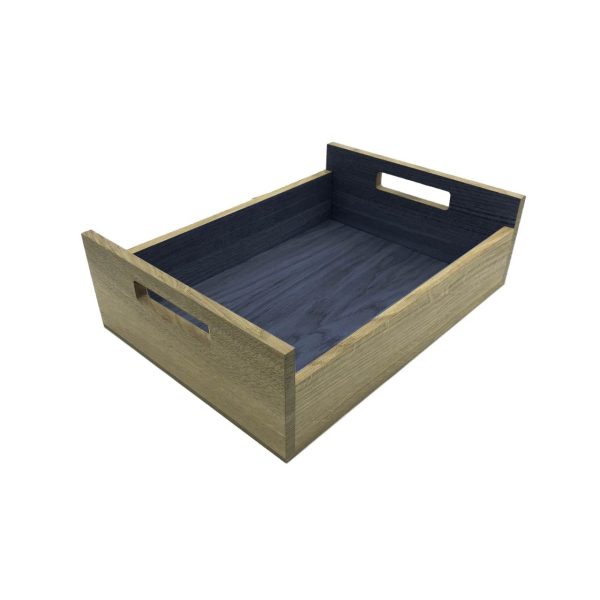 Kingscote Blue Colour Burst Oak Tray with Integrated Raised Handle 425x310x128