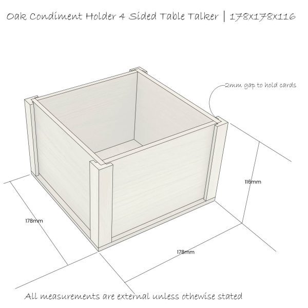 Oak Condiment Holder 4 Sided Table Talker 178x178x116 Schematic Oak Condiment Holder 4 Sided Table Talker 178x178x116 Schematic
