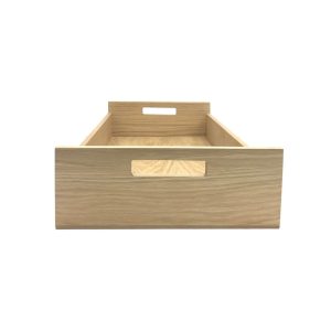 Oak Tray with Integrated Raised Handle 580x360x128 end view