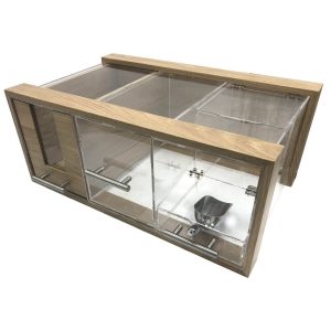 Oak and acrylic bread bin 550x350x230 with selection of drawers