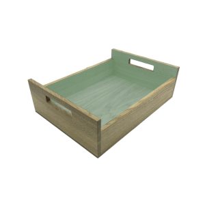 Tetbury Green Colour Burst Oak Tray with Integrated Raised Handle 425x310x128
