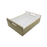 White Colour Burst Oak Tray with Integrated Raised Handle 425x310x128