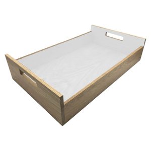 White Colour Burst Oak Tray with Integrated Raised Handle 580x360x128