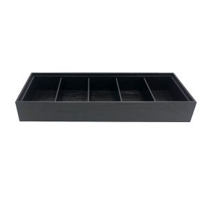 Plain Black Oak Partitioned Stacker Box 450x179x60 side view