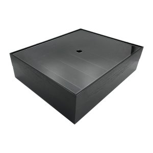Plain Black Oak Partitioned Stacker Box 450x360x60 with riser and acrylic lid