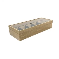 Plain Natural Oak Partitioned Stacker Box 450x179x60 side view