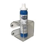 Clear Acrylic wall mounted bracket with 37mm hole 75x75x75 with nilaqua bottle