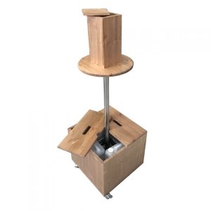 light oak pine mobile dispenser station 450x450x1325 with lids off