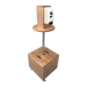 light oak pine mobile dispenser station 450x450x1325 with nilaqua dispenser