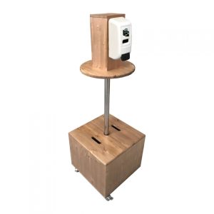 light oak pine mobile dispenser station 450x450x1325 with nilaqua dispenser