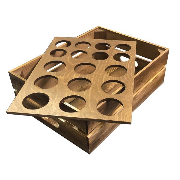 Rustic Beer Garden Crate 500x370x165 with insert askew Rustic Beer Garden Crate 500x370x165 with insert askew