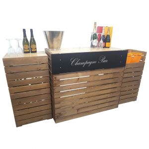 Pop up Champagne Bar Front view with script
