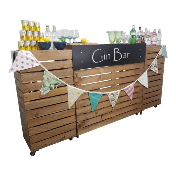 Pop up Gin Bar Front view with script