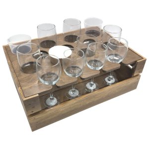 Rustic Beer Garden Drop Front Crate 500x370x165 with insert and glasses