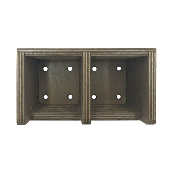 Rustic Brown Ply Slatted Double Cutlery Holder 150x83x130 plan view Rustic Brown Ply Slatted Double Cutlery Holder 150x83x130 plan view