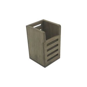 Rustic Brown Ply Slatted Single Cutlery Holder 150x83x130