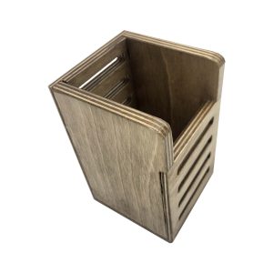 Rustic Brown Ply Slatted Single Cutlery Holder 150x83x130 detail