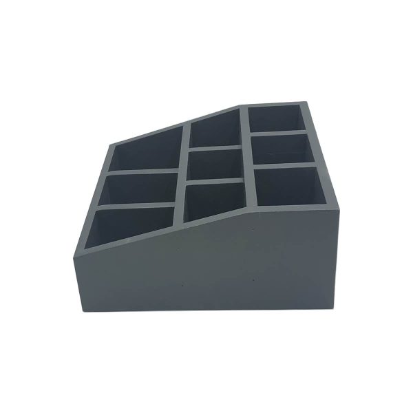 Amberley Grey Painted Pine 3 tier 9 compartment cutlery & condiment holder 305x305x140 side view Amberley Grey Painted Pine 3 tier 9 compartment cutlery & condiment holder 305x305x140 side view