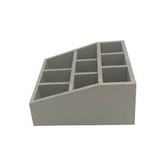 Gretton Grey Painted Pine 3 tier 9 compartment cutlery & condiment holder 305x305x140 side view