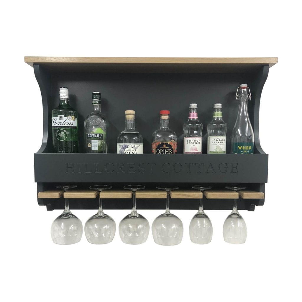 Amberley Grey Shaker Style Personalised 6 Glass Drinks Rack | Ligneus