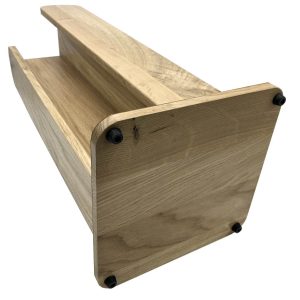 Oak 4 Compartment Cup & Lid Holder 250x250x549 rubber feet detail