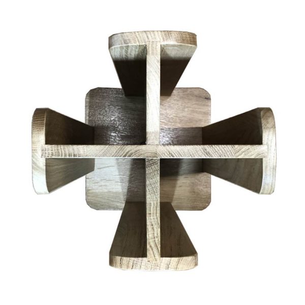 Oak 4 Compartment Cup & Lid Holder 250x250x549 top view Oak 4 Compartment Cup & Lid Holder 250x250x549 top view