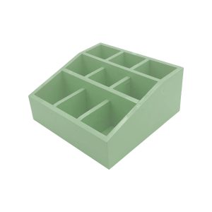 Tetbury Green Painted Pine 3 tier 9 compartment cutlery & condiment holder 305x305x140 plan view